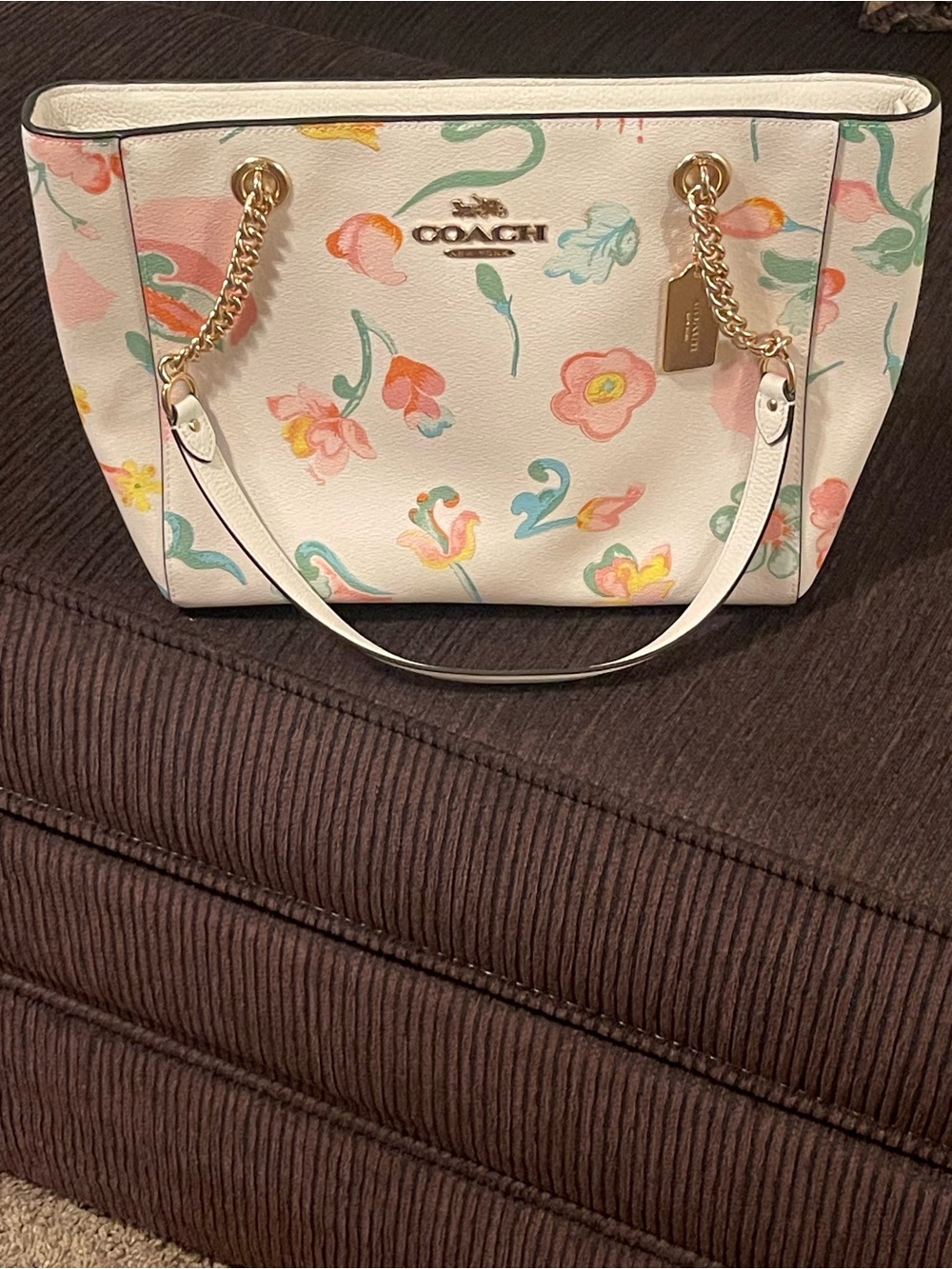 Coach Floral Print Shoulder Tote - Pastel Pink/Off White - Picture 12 of 12